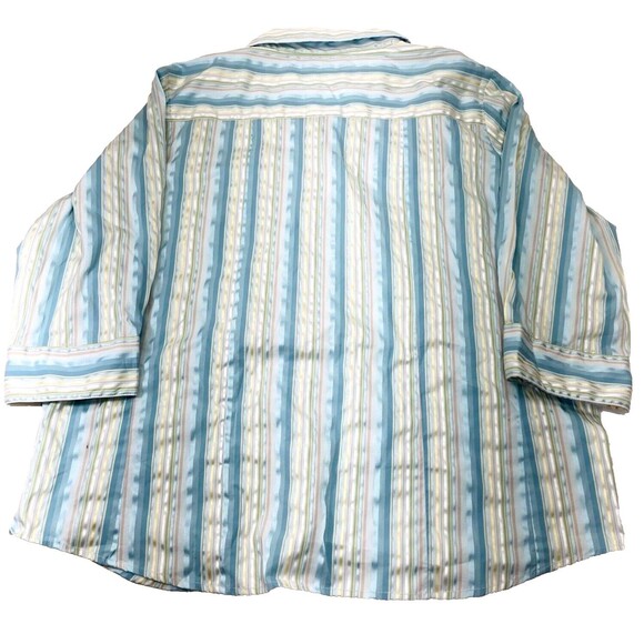DressBarn Vintage Top Satin Metallic Stripe Turquoise XL Women Y2K Fairy Cottage - Picture 6 of 10